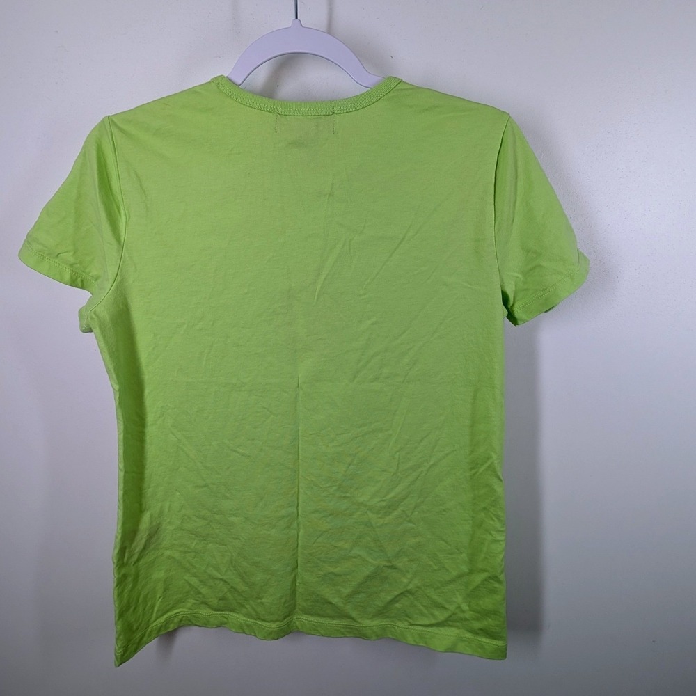 Lauren Ralph Lauren Active Women Lime Green Embroidered Crest Cotton Tee M - Picture 6 of 7